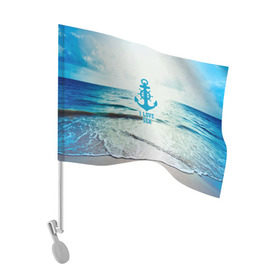 Флаг для автомобиля с принтом I love sea в Екатеринбурге, 100% полиэстер | Размер: 30*21 см | sea | вода | волны | лето | море | океан | солнце | якорь