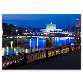 Поздравительная открытка с принтом Москва в Екатеринбурге, 100% бумага | плотность бумаги 280 г/м2, матовая, на обратной стороне линовка и место для марки
 | Тематика изображения на принте: moscow | город | ночной | пейзаж