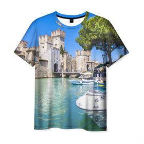 Мужская футболка 3D с принтом Италия в Екатеринбурге, 100% полиэфир | прямой крой, круглый вырез горловины, длина до линии бедер | europe | italy | вода | европа | ес | италия | каникулы | катера | отдых | отпуск | пляж | солнце | туризм