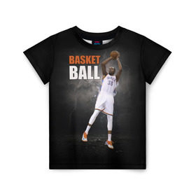 Детская футболка 3D с принтом Basketball в Екатеринбурге, 100% гипоаллергенный полиэфир | прямой крой, круглый вырез горловины, длина до линии бедер, чуть спущенное плечо, ткань немного тянется | nba | баскетбол | баскетболист | спорт