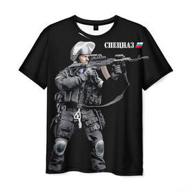 Мужская футболка 3D с принтом Спецназ 13 в Екатеринбурге, 100% полиэфир | прямой крой, круглый вырез горловины, длина до линии бедер | Тематика изображения на принте: россия | спецназ