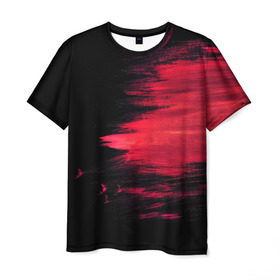 Мужская футболка 3D с принтом Краска в Екатеринбурге, 100% полиэфир | прямой крой, круглый вырез горловины, длина до линии бедер | Тематика изображения на принте: красный | потертости | черный