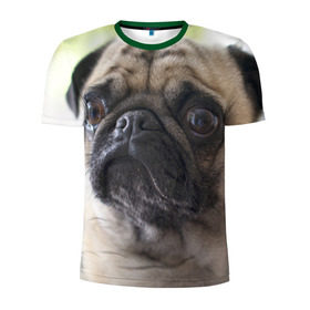 Мужская футболка 3D спортивная с принтом Мопс в Екатеринбурге, 100% полиэстер с улучшенными характеристиками | приталенный силуэт, круглая горловина, широкие плечи, сужается к линии бедра | мопс | мопсы | собака | собаки