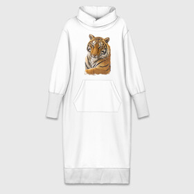 Платье удлиненное хлопок с принтом Тигр (retro style) в Екатеринбурге,  |  | Тематика изображения на принте: tiger | дикая кошка | тигр | хищник