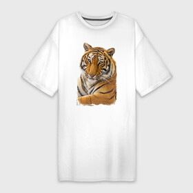Платье-футболка хлопок с принтом Тигр (retro style) в Екатеринбурге,  |  | Тематика изображения на принте: tiger | дикая кошка | тигр | хищник