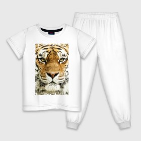 Детская пижама хлопок с принтом Тигр (retro style) в Екатеринбурге, 100% хлопок |  брюки и футболка прямого кроя, без карманов, на брюках мягкая резинка на поясе и по низу штанин
 | tiger | дикая кошка | тигр | хищник