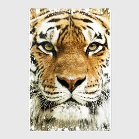 Магнитный плакат 2Х3 с принтом Тигр (retro style) в Екатеринбурге, Полимерный материал с магнитным слоем | 6 деталей размером 9*9 см | Тематика изображения на принте: tiger | дикая кошка | тигр | хищник