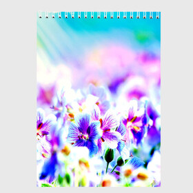 Скетчбук с принтом Цветочное поле в Екатеринбурге, 100% бумага
 | 48 листов, плотность листов — 100 г/м2, плотность картонной обложки — 250 г/м2. Листы скреплены сверху удобной пружинной спиралью | весна | лето | цветочки | цветы
