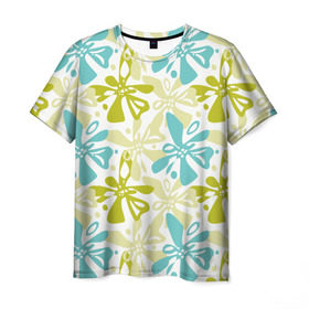 Мужская футболка 3D с принтом Гавайская в Екатеринбурге, 100% полиэфир | прямой крой, круглый вырез горловины, длина до линии бедер | гавайи | растительный орнамент | рубашка