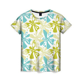 Женская футболка 3D с принтом Гавайская в Екатеринбурге, 100% полиэфир ( синтетическое хлопкоподобное полотно) | прямой крой, круглый вырез горловины, длина до линии бедер | гавайи | растительный орнамент | рубашка