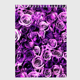 Скетчбук с принтом Цветочки в Екатеринбурге, 100% бумага
 | 48 листов, плотность листов — 100 г/м2, плотность картонной обложки — 250 г/м2. Листы скреплены сверху удобной пружинной спиралью | роза | сиреневый | фиолетовый | цветы