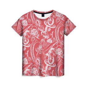 Женская футболка 3D с принтом Гавайская 1 в Екатеринбурге, 100% полиэфир ( синтетическое хлопкоподобное полотно) | прямой крой, круглый вырез горловины, длина до линии бедер | гавайи | растительный орнамент | рубашка