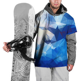 Накидка на куртку 3D с принтом Абстракция в Екатеринбурге, 100% полиэстер |  | полигоны | синий | треугольники