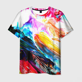 Мужская футболка 3D с принтом Абстракция красок в Екатеринбурге, 100% полиэфир | прямой крой, круглый вырез горловины, длина до линии бедер | color | paint | red | абстракция красок | брызги | краска | красный