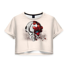 Женская футболка 3D укороченная с принтом Пиратская станция 5 в Екатеринбурге, 100% полиэстер | круглая горловина, длина футболки до линии талии, рукава с отворотами | Тематика изображения на принте: and | dnb | drumm | pirate | station | бэйс | драм | пиратская | станция