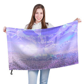 Флаг 3D с принтом Sensation в Екатеринбурге, 100% полиэстер | плотность ткани — 95 г/м2, размер — 67 х 109 см. Принт наносится с одной стороны | sensation | white |  sensation white | вайт | сенсейшн