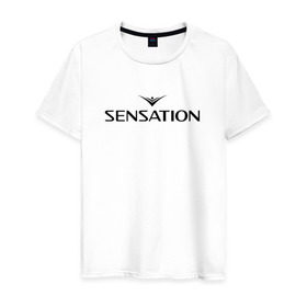 Мужская футболка хлопок с принтом Sensation в Екатеринбурге, 100% хлопок | прямой крой, круглый вырез горловины, длина до линии бедер, слегка спущенное плечо. | sensation