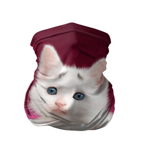Бандана-труба 3D с принтом Белый котёнок в Екатеринбурге, 100% полиэстер, ткань с особыми свойствами — Activecool | плотность 150‒180 г/м2; хорошо тянется, но сохраняет форму | киска | кот | котёнок | кошка | прикольные картинки