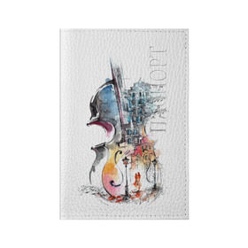 Обложка для паспорта матовая кожа с принтом Скрипка в Екатеринбурге, натуральная матовая кожа | размер 19,3 х 13,7 см; прозрачные пластиковые крепления | Тематика изображения на принте: пейзаж музыка