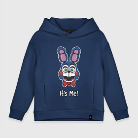 Детское худи Oversize хлопок с принтом Бонни Bonnie The Bunny в Екатеринбурге, френч-терри — 70% хлопок, 30% полиэстер. Мягкий теплый начес внутри —100% хлопок | боковые карманы, эластичные манжеты и нижняя кромка, капюшон на магнитной кнопке | golden freddy | бонни bonnie the bunny | пять ночей у фредди | фнаф