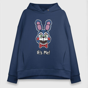 Женское худи Oversize хлопок с принтом Бонни Bonnie The Bunny в Екатеринбурге, френч-терри — 70% хлопок, 30% полиэстер. Мягкий теплый начес внутри —100% хлопок | боковые карманы, эластичные манжеты и нижняя кромка, капюшон на магнитной кнопке | Тематика изображения на принте: golden freddy | бонни bonnie the bunny | пять ночей у фредди | фнаф