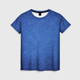 Женская футболка 3D с принтом Текстура в Екатеринбурге, 100% полиэфир ( синтетическое хлопкоподобное полотно) | прямой крой, круглый вырез горловины, длина до линии бедер | полоски | синий | текстура | царапины