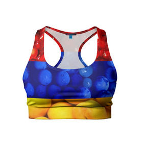 Женский спортивный топ 3D с принтом Флаг Армении в Екатеринбурге, 82% полиэстер, 18% спандекс Ткань безопасна для здоровья, позволяет коже дышать, не мнется и не растягивается |  | армения | гранат | персик | слива | страны | флаг армении | фрукты
