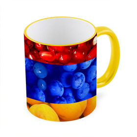 Кружка 3D с принтом Флаг Армении в Екатеринбурге, керамика | ёмкость 330 мл | Тематика изображения на принте: армения | гранат | персик | слива | страны | флаг армении | фрукты