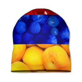 Шапка 3D с принтом Флаг Армении в Екатеринбурге, 100% полиэстер | универсальный размер, печать по всей поверхности изделия | армения | гранат | персик | слива | страны | флаг армении | фрукты