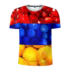 Мужская футболка 3D спортивная с принтом Флаг Армении в Екатеринбурге, 100% полиэстер с улучшенными характеристиками | приталенный силуэт, круглая горловина, широкие плечи, сужается к линии бедра | армения | гранат | персик | слива | страны | флаг армении | фрукты
