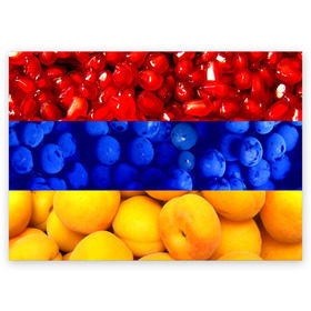Поздравительная открытка с принтом Флаг Армении в Екатеринбурге, 100% бумага | плотность бумаги 280 г/м2, матовая, на обратной стороне линовка и место для марки
 | армения | гранат | персик | слива | страны | флаг армении | фрукты
