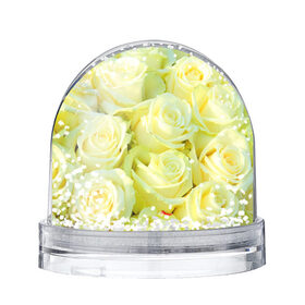 Снежный шар с принтом Белые розы в Екатеринбурге, Пластик | Изображение внутри шара печатается на глянцевой фотобумаге с двух сторон | лепесток | природа | роза | цветок | яркая