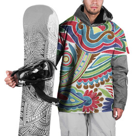 Накидка на куртку 3D с принтом Хохлома красками в Екатеринбурге, 100% полиэстер |  | народный | орнамент | роспись | традиционный