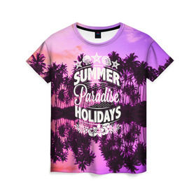 Женская футболка 3D с принтом Hawaii dream 2 в Екатеринбурге, 100% полиэфир ( синтетическое хлопкоподобное полотно) | прямой крой, круглый вырез горловины, длина до линии бедер | flower | summer | swag | trend | лето | популярное | сваг | свег | тренд | хит | цветочки | цветы