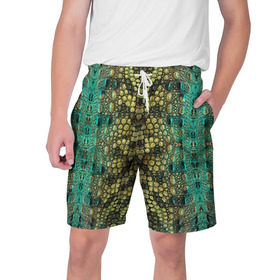 Мужские шорты 3D с принтом Крокодил в Екатеринбурге,  полиэстер 100% | прямой крой, два кармана без застежек по бокам. Мягкая трикотажная резинка на поясе, внутри которой широкие завязки. Длина чуть выше колен | змея | кожа