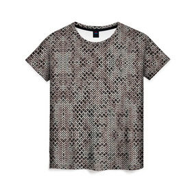 Женская футболка 3D с принтом Кольчуга в Екатеринбурге, 100% полиэфир ( синтетическое хлопкоподобное полотно) | прямой крой, круглый вырез горловины, длина до линии бедер | броня | железо | металл | текстура