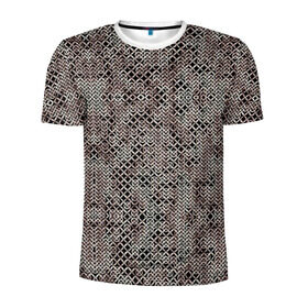 Мужская футболка 3D спортивная с принтом Кольчуга в Екатеринбурге, 100% полиэстер с улучшенными характеристиками | приталенный силуэт, круглая горловина, широкие плечи, сужается к линии бедра | Тематика изображения на принте: броня | железо | металл | текстура