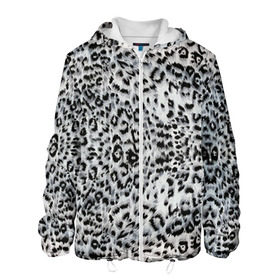 Мужская куртка 3D с принтом White Jaguar в Екатеринбурге, ткань верха — 100% полиэстер, подклад — флис | прямой крой, подол и капюшон оформлены резинкой с фиксаторами, два кармана без застежек по бокам, один большой потайной карман на груди. Карман на груди застегивается на липучку | барс | леопард | ягуар