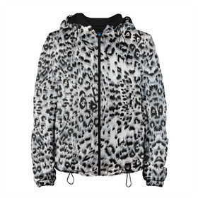 Женская куртка 3D с принтом White Jaguar в Екатеринбурге, ткань верха — 100% полиэстер, подклад — флис | прямой крой, подол и капюшон оформлены резинкой с фиксаторами, два кармана без застежек по бокам, один большой потайной карман на груди. Карман на груди застегивается на липучку | барс | леопард | ягуар