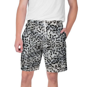 Мужские шорты 3D с принтом White Jaguar в Екатеринбурге,  полиэстер 100% | прямой крой, два кармана без застежек по бокам. Мягкая трикотажная резинка на поясе, внутри которой широкие завязки. Длина чуть выше колен | барс | леопард | ягуар