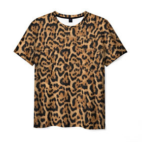 Мужская футболка 3D с принтом Jaguar в Екатеринбурге, 100% полиэфир | прямой крой, круглый вырез горловины, длина до линии бедер | оцелот | пума | текстура | ягуар