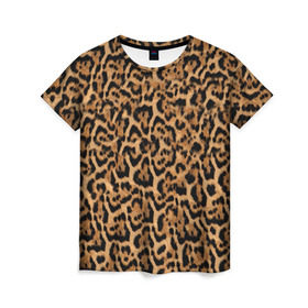 Женская футболка 3D с принтом Jaguar в Екатеринбурге, 100% полиэфир ( синтетическое хлопкоподобное полотно) | прямой крой, круглый вырез горловины, длина до линии бедер | оцелот | пума | текстура | ягуар