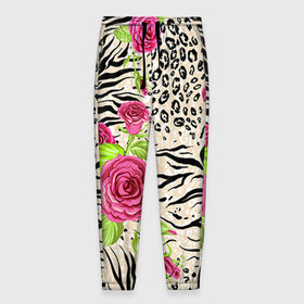 Мужские брюки 3D с принтом Зебра в Екатеринбурге, 100% полиэстер | манжеты по низу, эластичный пояс регулируется шнурком, по бокам два кармана без застежек, внутренняя часть кармана из мелкой сетки | flower | swag | trend | популярное | сваг | свег | тренд | хит | цветочки | цветы
