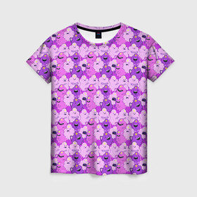 Женская футболка 3D с принтом Пупырка в Екатеринбурге, 100% полиэфир ( синтетическое хлопкоподобное полотно) | прямой крой, круглый вырез горловины, длина до линии бедер | время приключений | паттерн | пупырка | сиреневый