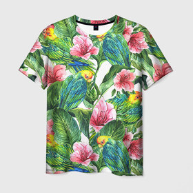 Мужская футболка 3D с принтом Джунгли в Екатеринбурге, 100% полиэфир | прямой крой, круглый вырез горловины, длина до линии бедер | flower | summer | swag | trend | лето | популярное | сваг | свег | тренд | хит | цветочки | цветы