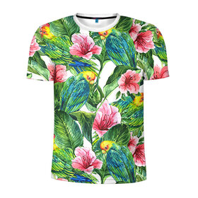 Мужская футболка 3D спортивная с принтом Джунгли в Екатеринбурге, 100% полиэстер с улучшенными характеристиками | приталенный силуэт, круглая горловина, широкие плечи, сужается к линии бедра | flower | summer | swag | trend | лето | популярное | сваг | свег | тренд | хит | цветочки | цветы