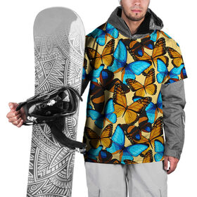 Накидка на куртку 3D с принтом Бабочки в Екатеринбурге, 100% полиэстер |  | коричневый | синий