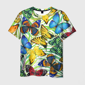 Мужская футболка 3D с принтом Бабочки 2 в Екатеринбурге, 100% полиэфир | прямой крой, круглый вырез горловины, длина до линии бедер | flower | summer | swag | trend | бабочки | лето | популярное | сваг | свег | тренд | хит | цветочки | цветы