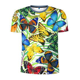 Мужская футболка 3D спортивная с принтом Бабочки 2 в Екатеринбурге, 100% полиэстер с улучшенными характеристиками | приталенный силуэт, круглая горловина, широкие плечи, сужается к линии бедра | flower | summer | swag | trend | бабочки | лето | популярное | сваг | свег | тренд | хит | цветочки | цветы