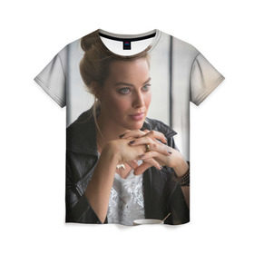 Женская футболка 3D с принтом Робби в Екатеринбурге, 100% полиэфир ( синтетическое хлопкоподобное полотно) | прямой крой, круглый вырез горловины, длина до линии бедер | марго робби